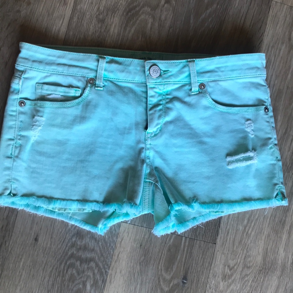 Aeropostale teal denim shorts